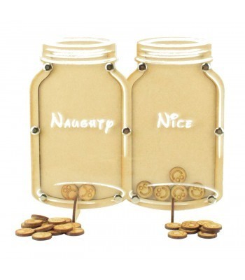 Laser Cut Childrens 'Naughty or Nice' Double Jar Christmas Budget Drop Box - 15 Smiley & 15 Sad Face Tokens